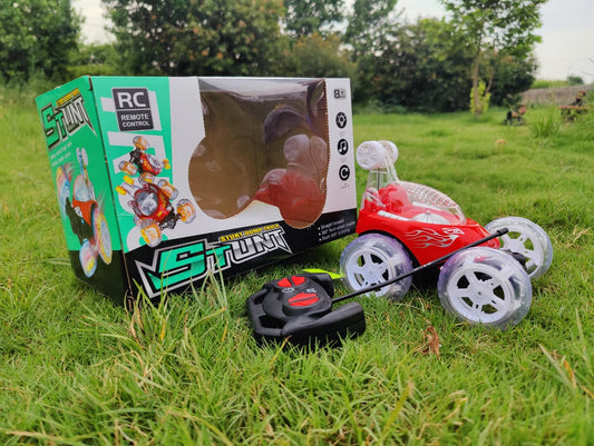 Remote Control Stunt_ Running and Lighting Car For Children with Rotating Wheels.